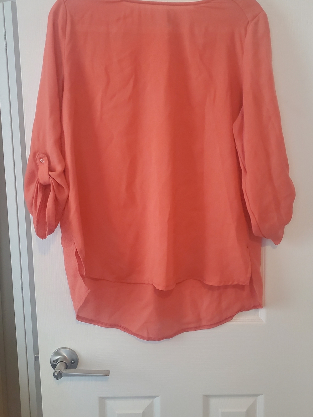Style & Co. Coral Button-Tab Sleeve High-Low Blouse